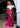 Prom Dresses Long Ruffle Two Piece Slit Formal Prom Dress White Hot Pink