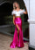 Prom Dresses Long Ruffle Two Piece Slit Formal Prom Dress White Hot Pink