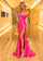 Prom Dresses Long Formal Fitted Slit Prom Dress Fuchsia