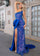 Prom Dresses Long Beaded Evening Gown Fitted Slit Formal Prom Dress Royal Iridescent