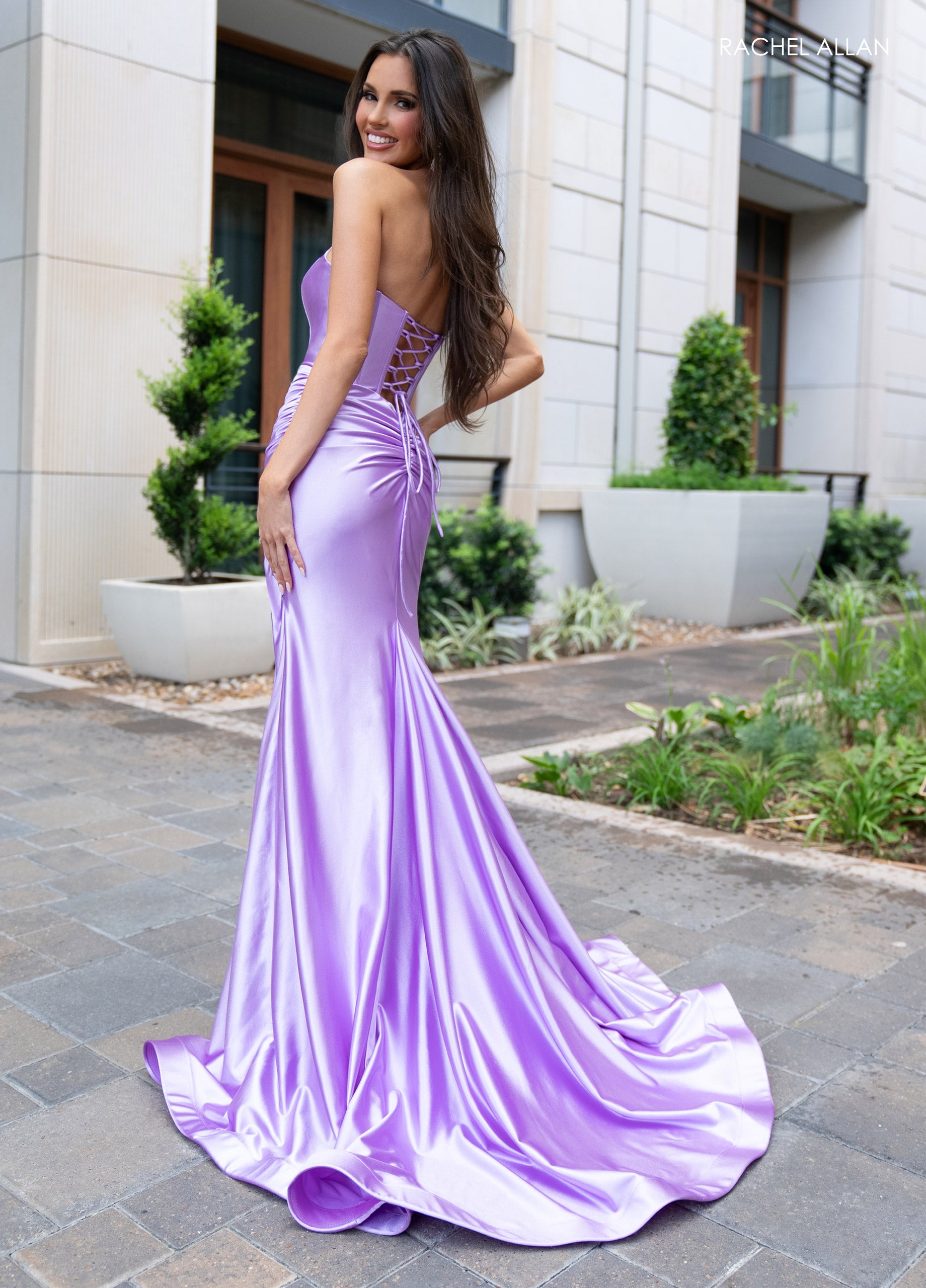 Rachel Allan 70720 Prom Fitted Slit Long Formal Corset Dress