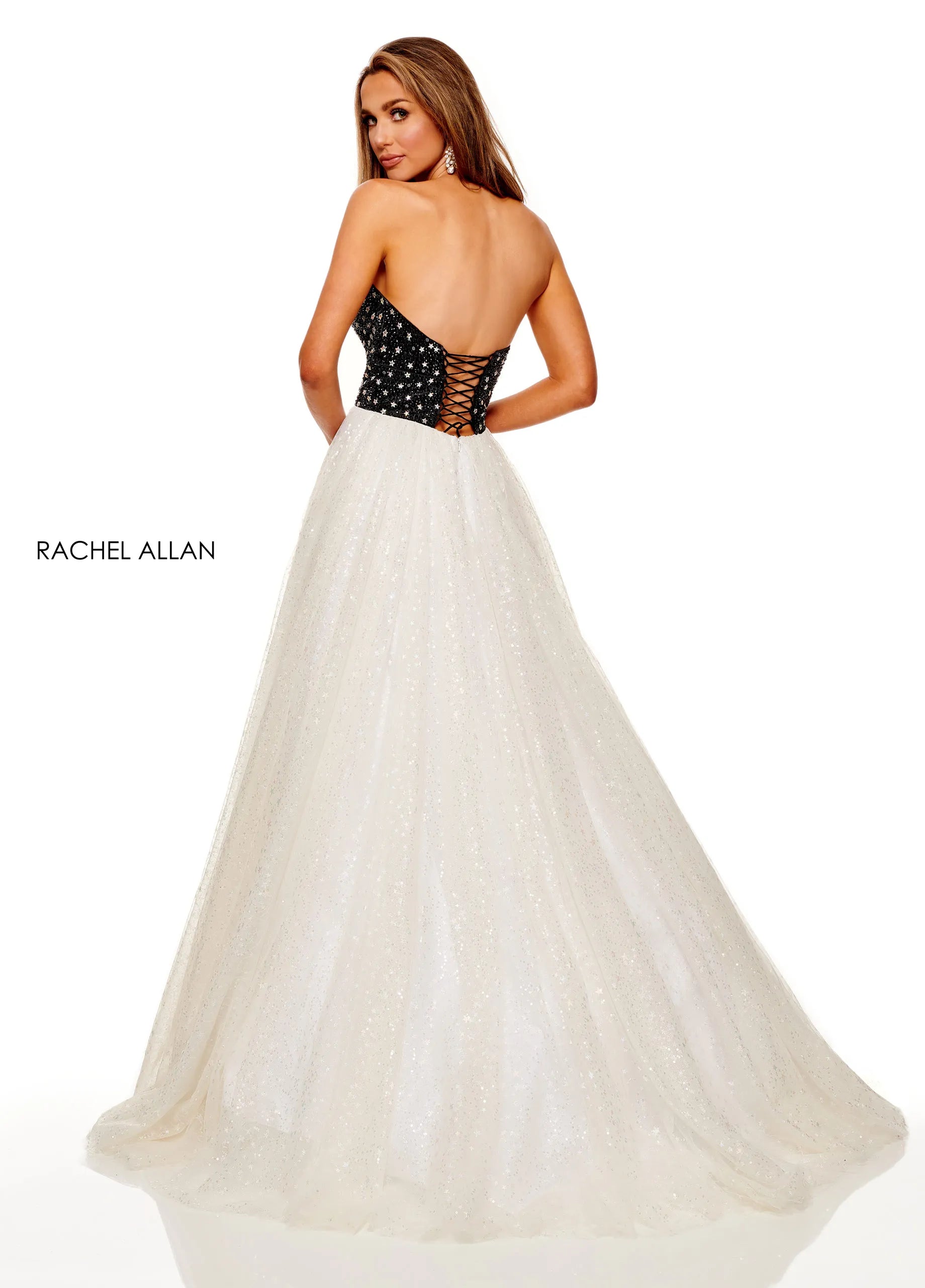Prom Dresses Long Formal Sequin A Line Prom Dress Rachel Allan 70140 Black White