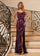 Prom Dresses Long Fitted Formal Beaded Pattern Slit Prom Dress Black Fuchsia