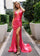 Prom Dresses Long 3D Floral High Slit Formal Prom Dress Coral