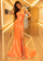 Prom Dresses Long Formal Fitted Slit Prom Dress Tangerine