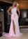 Prom Dresses Long Beaded Evening Gown Fitted Slit Formal Prom Dress Pink Iridescent 