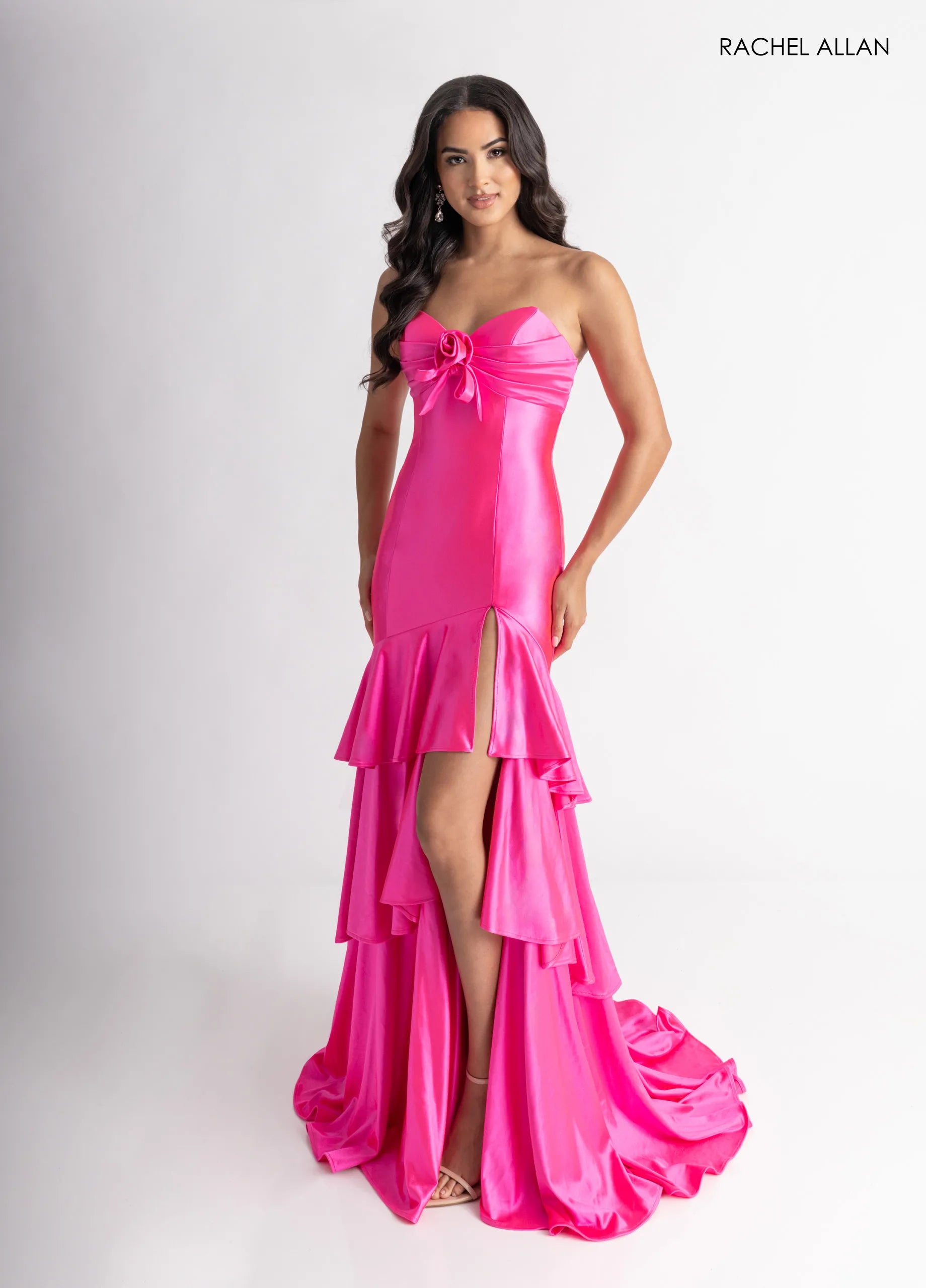 Prom Dresses Long Formal Ruffle Prom Dress Hot Pink