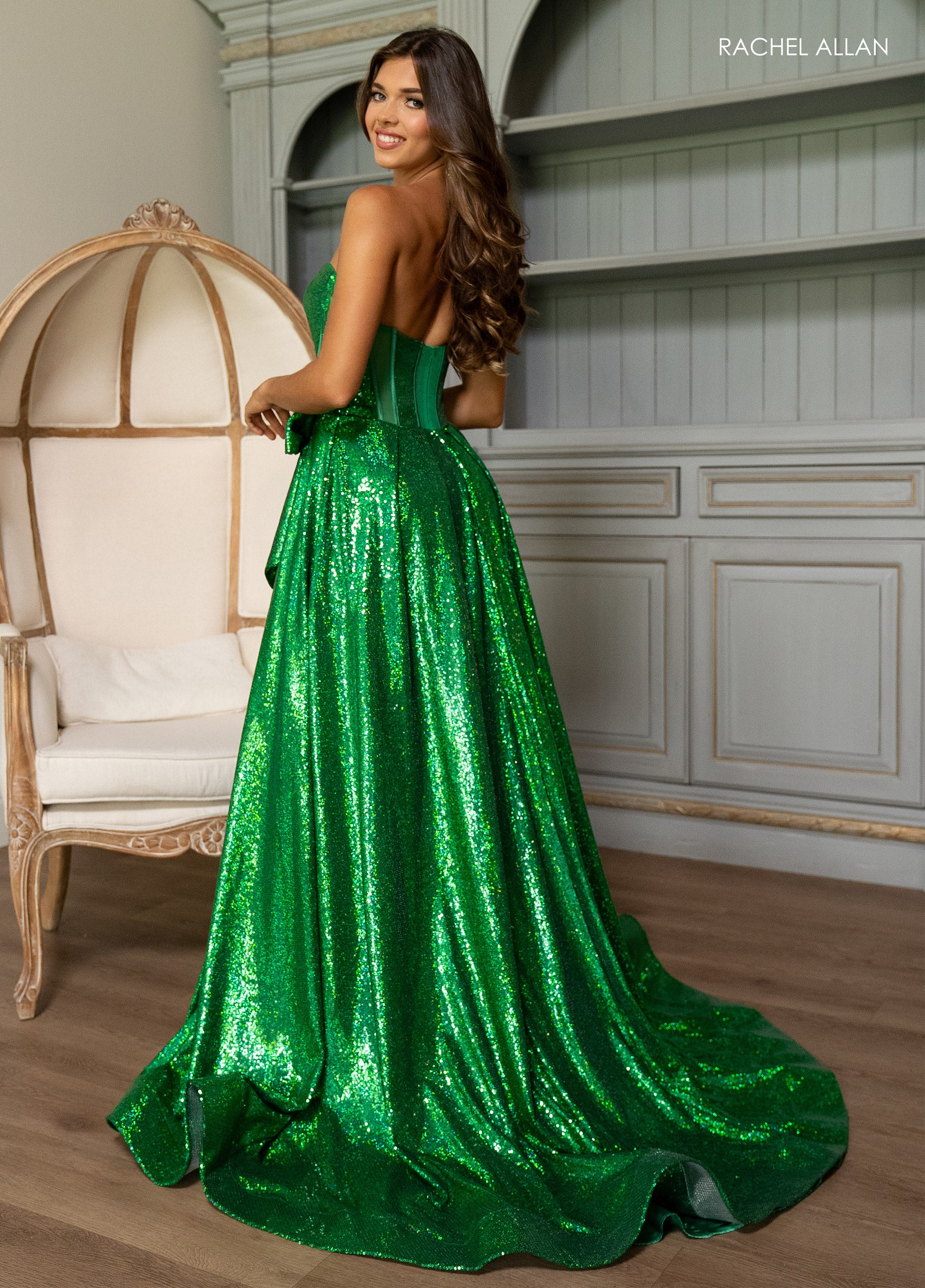 Rachel Allan 70791 A Line Long Formal Sequin Prom Dress