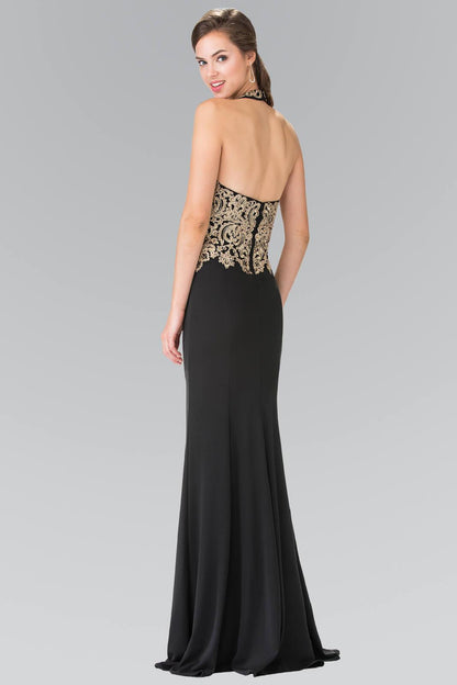 Prom Fitted Halter Neck Formal Dress Evening Gown - The Dress Outlet Elizabeth K