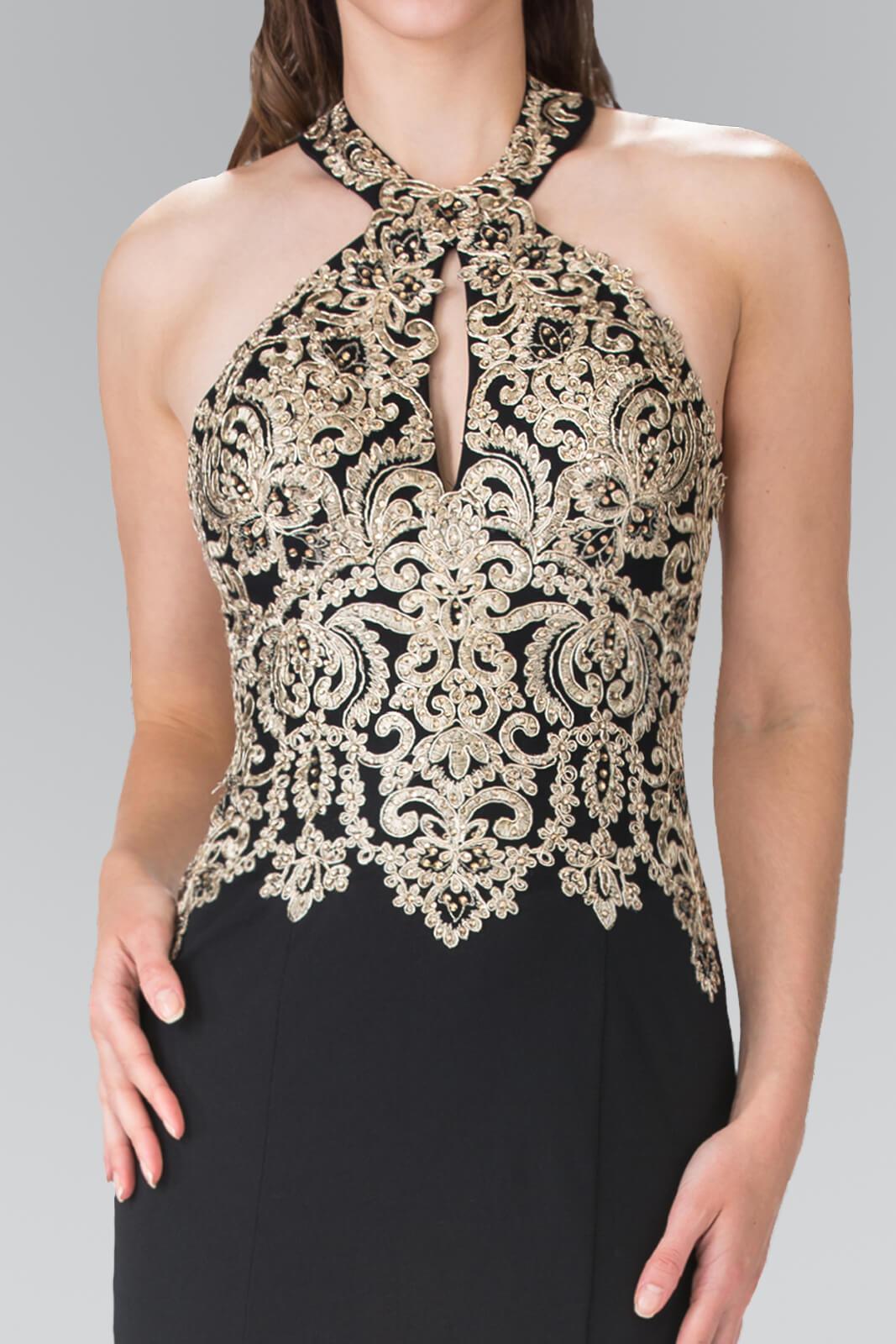 Black Prom Fitted Halter Neck Formal Dress Evening Gown