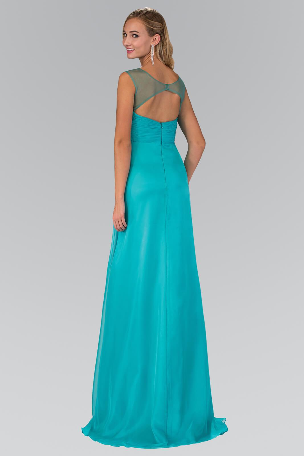 GLS Orange Cap Sleeve Prom Formal Dress - Illusion Bateau Neckline - A-Line Skirt