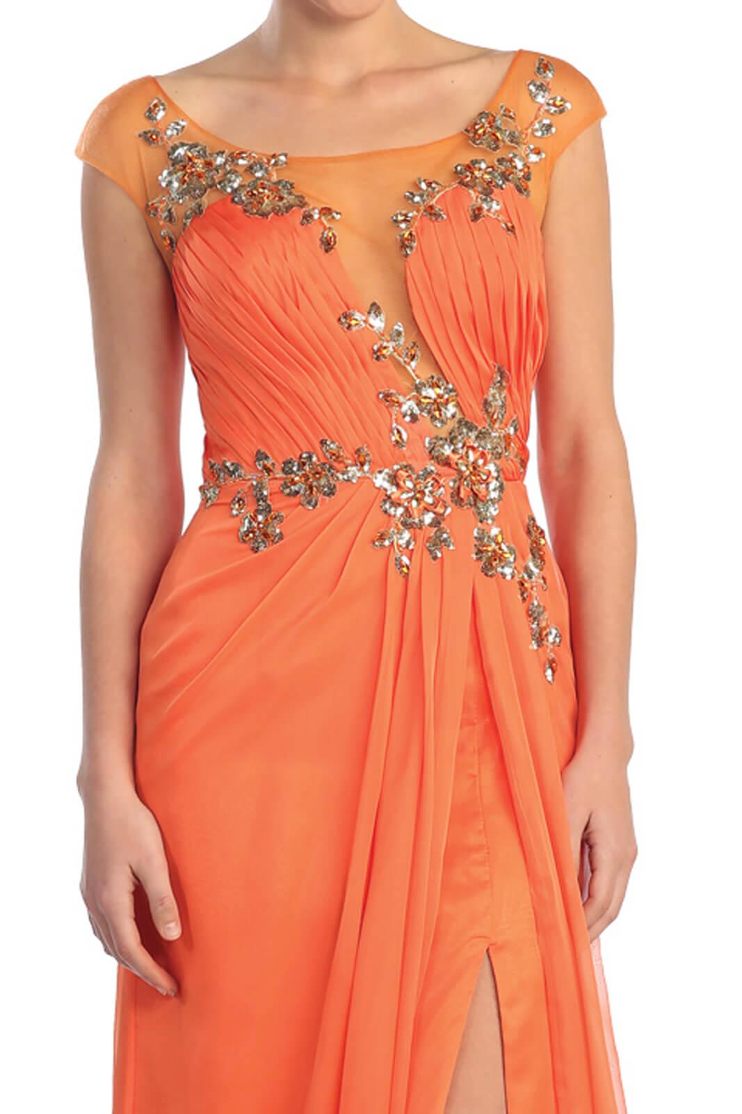 Aqua Prom Formal Dress Cap Sleeve Evening Long Gown