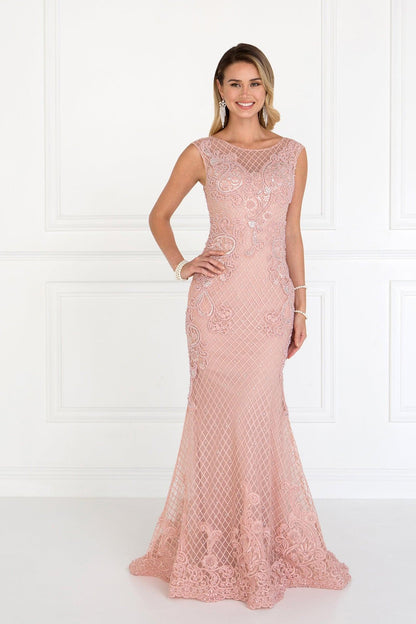 Prom Formal Evening Mermaid Long Lace Dress - The Dress Outlet Elizabeth K
