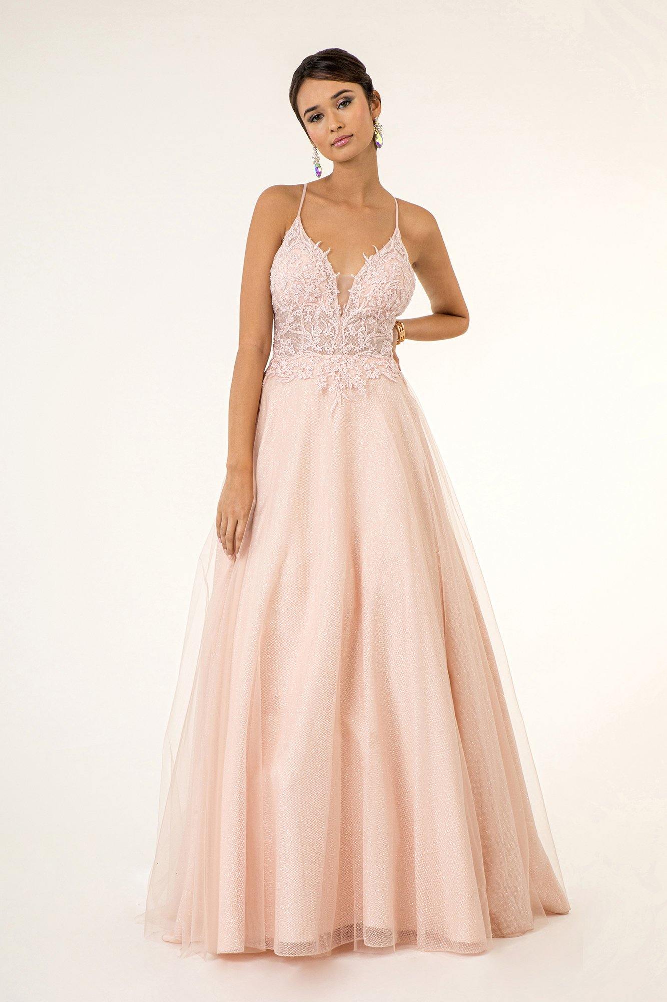 Prom Formal Glitter Evening Long Dress - The Dress Outlet