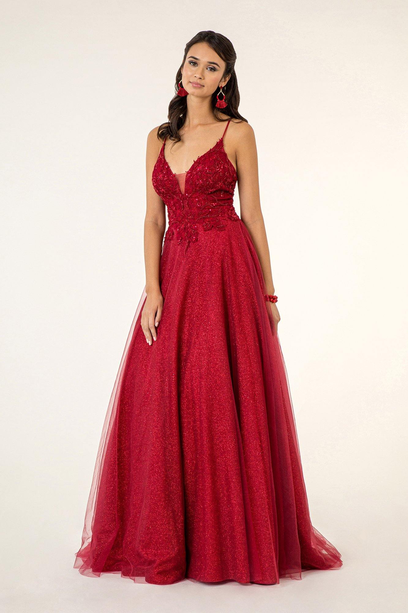 Prom Formal Glitter Evening Long Dress - The Dress Outlet