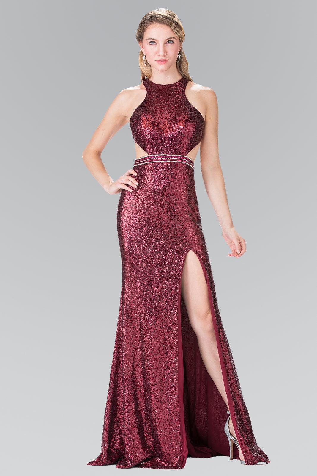 Prom Formal Sequins Long Dress with Side Slit - The Dress Outlet Elizabeth K