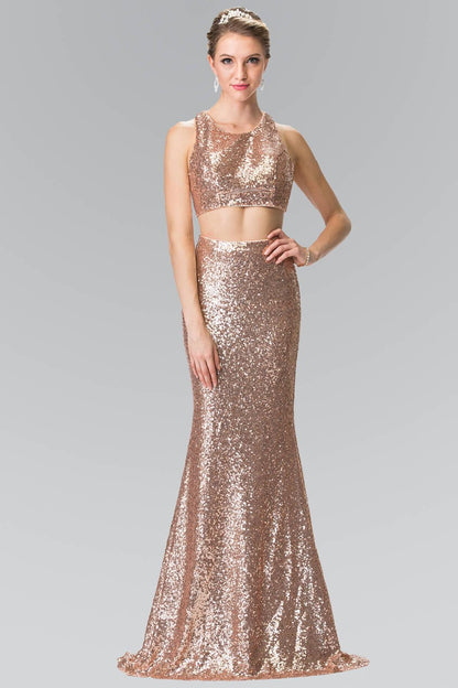Prom Formal Sexy Two Piece Sequin Evening Long Dress - The Dress Outlet Elizabeth K