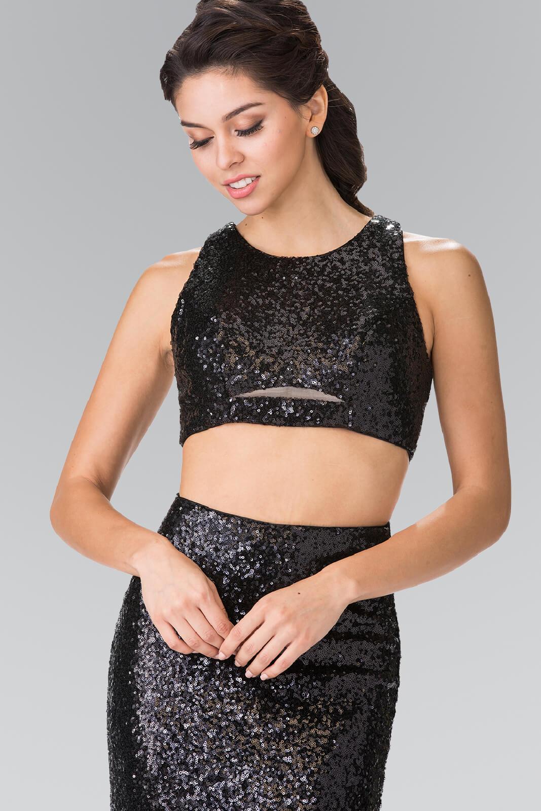 Prom Formal Sexy Two Piece Sequin Evening Long Dress
