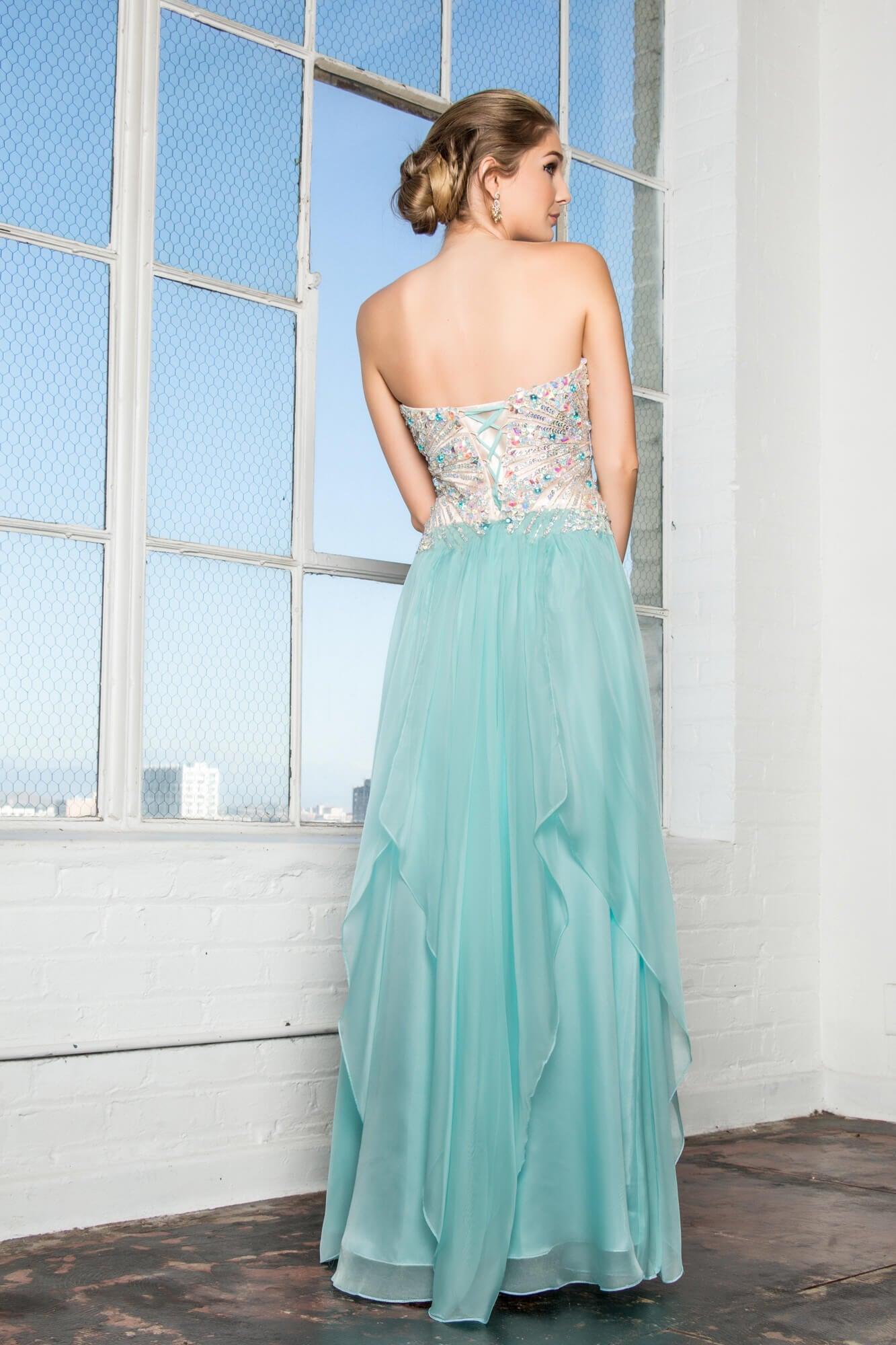 Prom Formal Strapless Sweetheart Chiffon Long Dress