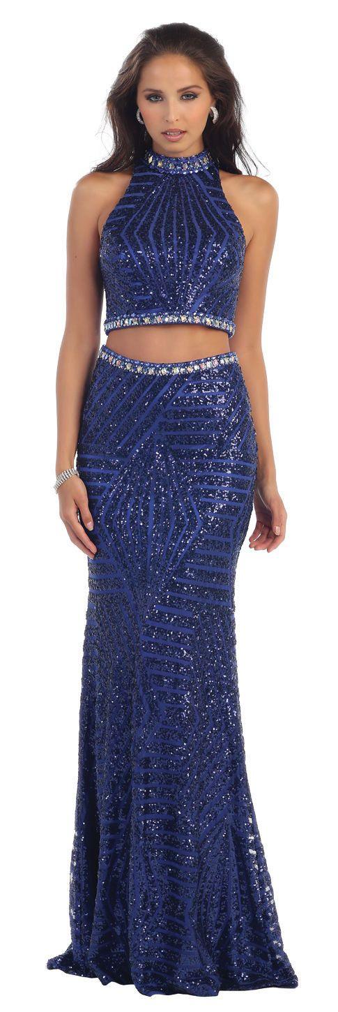 Prom Long 2 Piece Set Dress Formal Evening Gown - The Dress Outlet May Queen