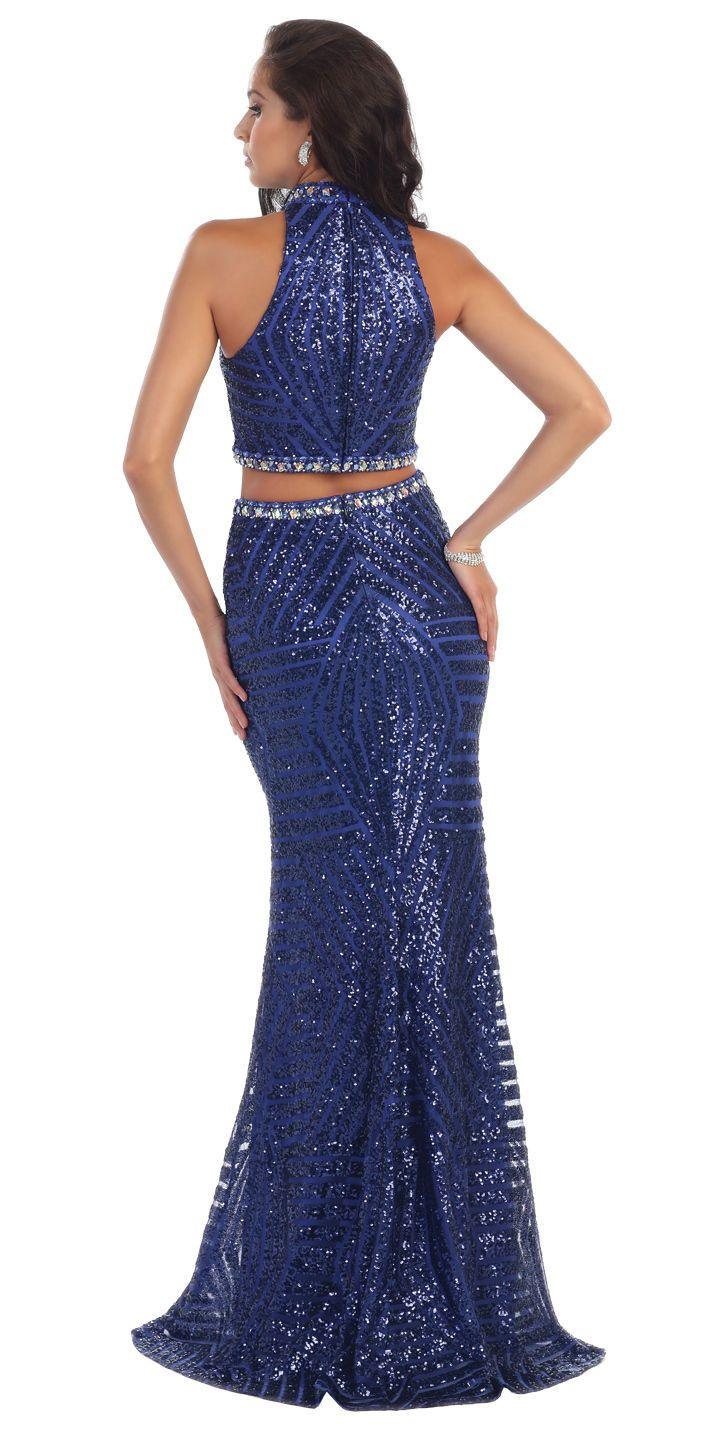 Prom Long 2 Piece Set Dress Formal Evening Gown - The Dress Outlet May Queen