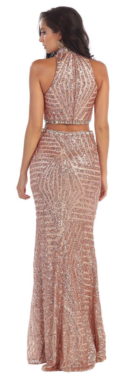 Prom Long 2 Piece Set Dress Formal Evening Gown - The Dress Outlet May Queen