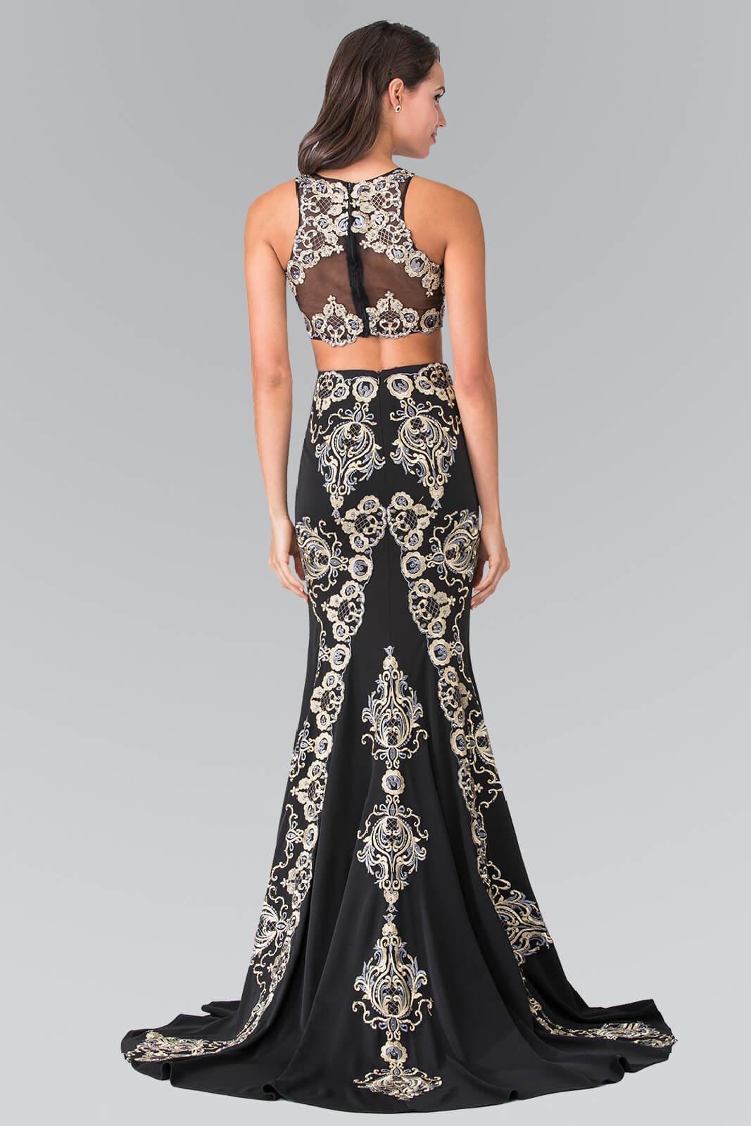 Black Prom Long 2 Piece Set Formal Dress Evening Dress