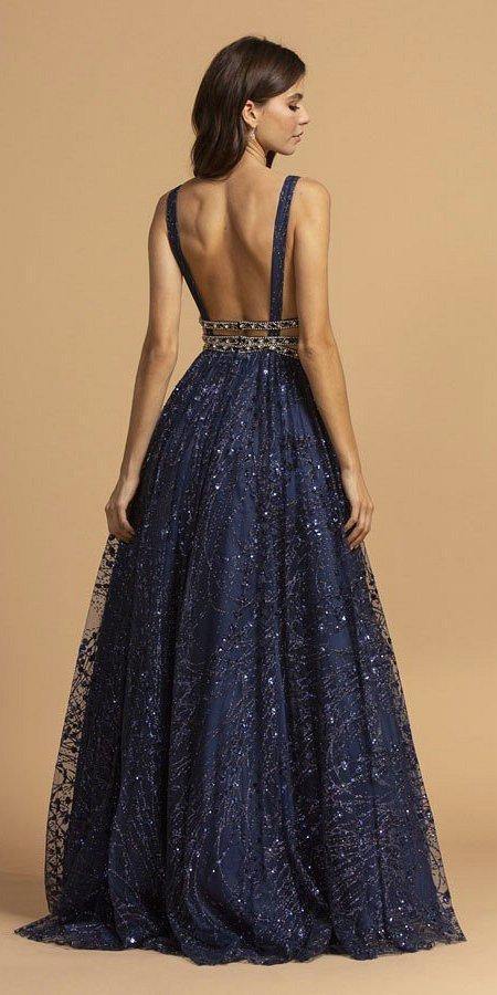 Prom Long Beaded Formal Glitter Dress
