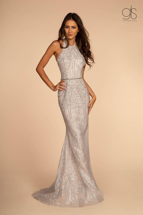 Prom Long Beaded Open Back Evening Dress