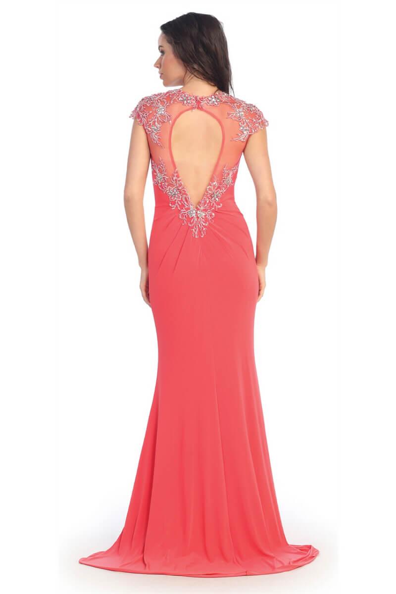 Prom Long Cap Sleeve Formal Dress Evening Gown - The Dress Outlet Elizabeth K