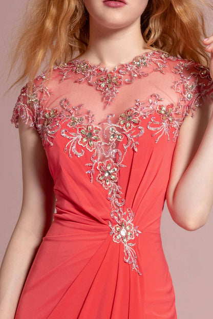 Prom Long Cap Sleeve Formal Dress Evening Gown - The Dress Outlet Elizabeth K