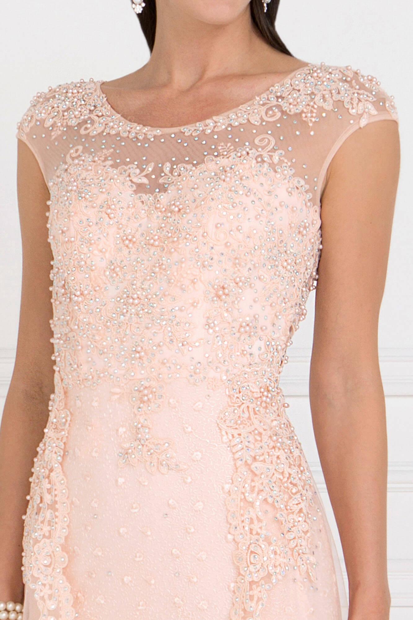 Prom Long Cap Sleeve Formal Evening Dress
