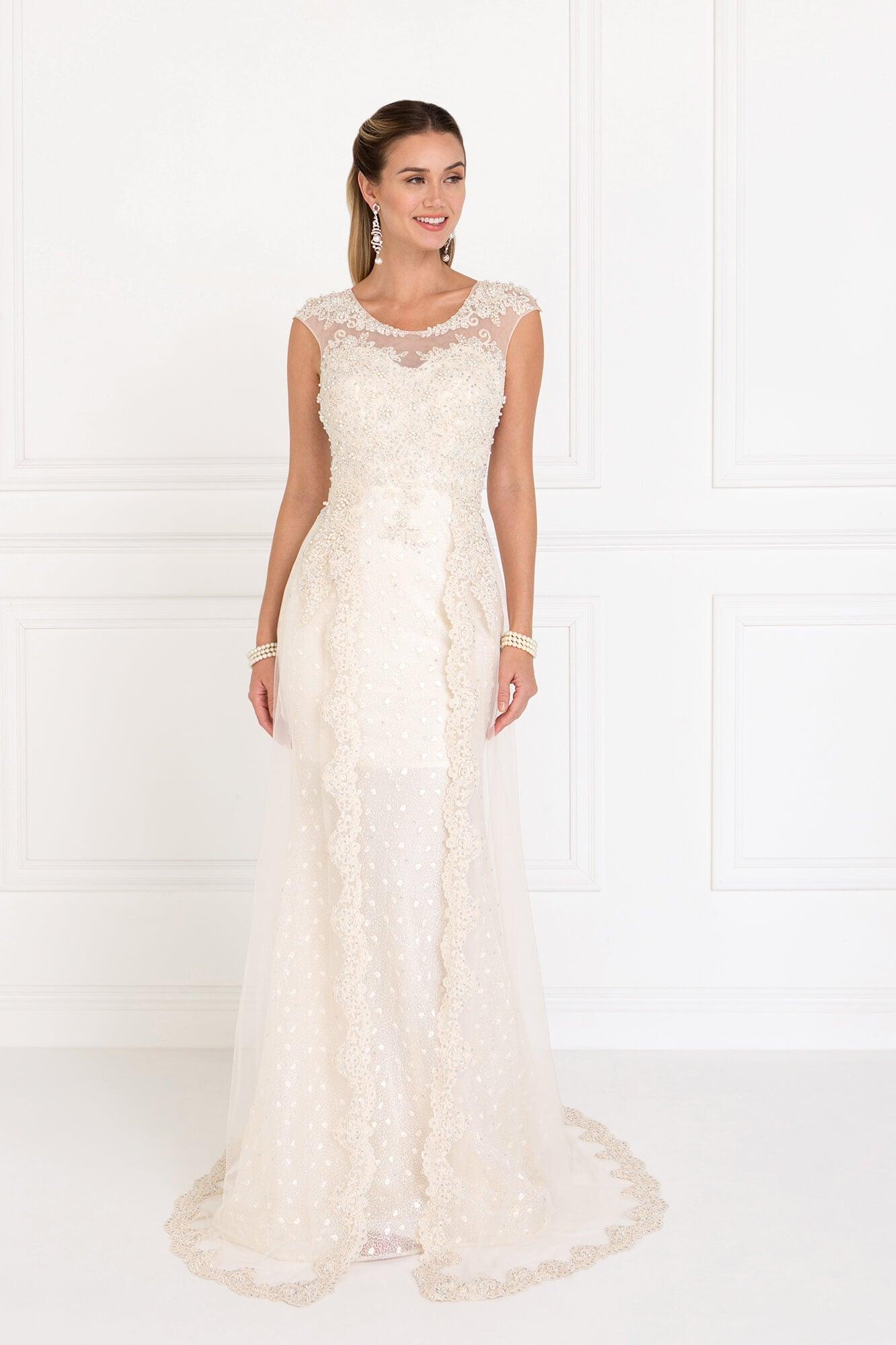 Prom Long Cap Sleeve Formal Evening Dress