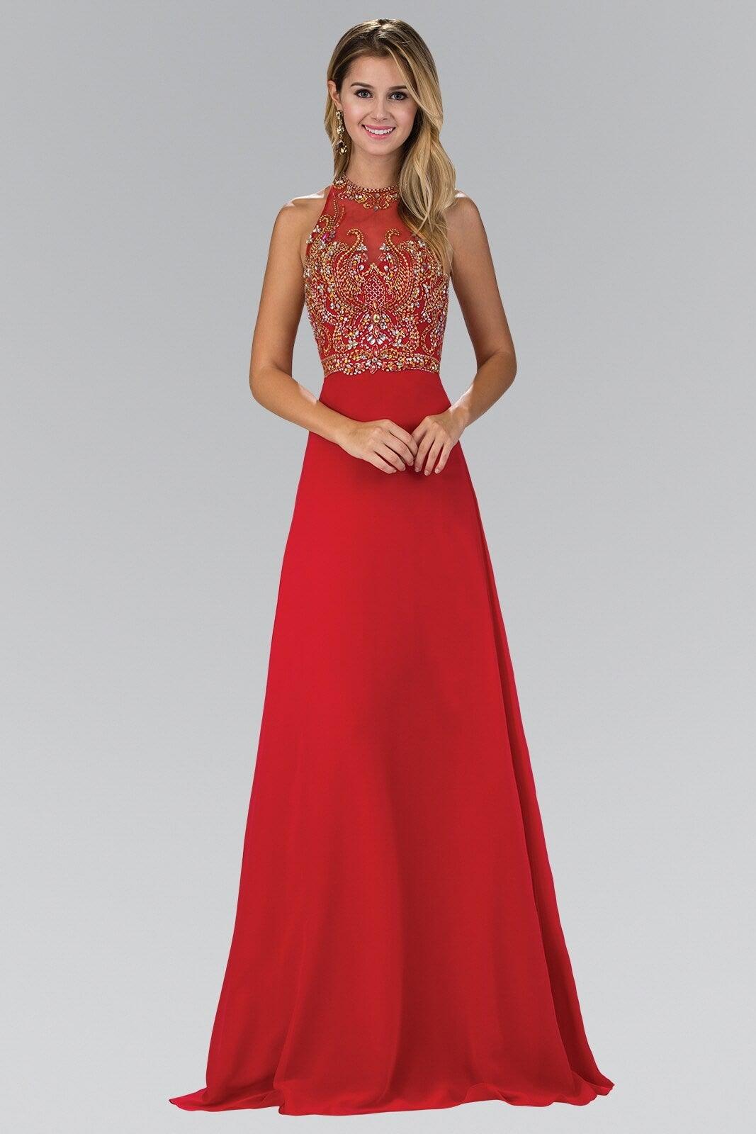 GLS Royal Blue Beaded Chiffon Prom Long Dress - Halter Neckline - XS Size - Formal Gown GLS Royal Blue Beaded Chiffon Prom Long Dress - Halter Neckline - XS Size - Formal Gown