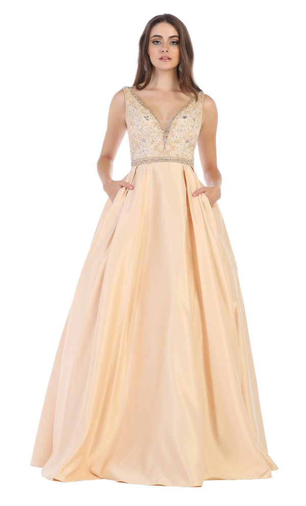 Prom Long Dress Formal Ball Gown with Pockets