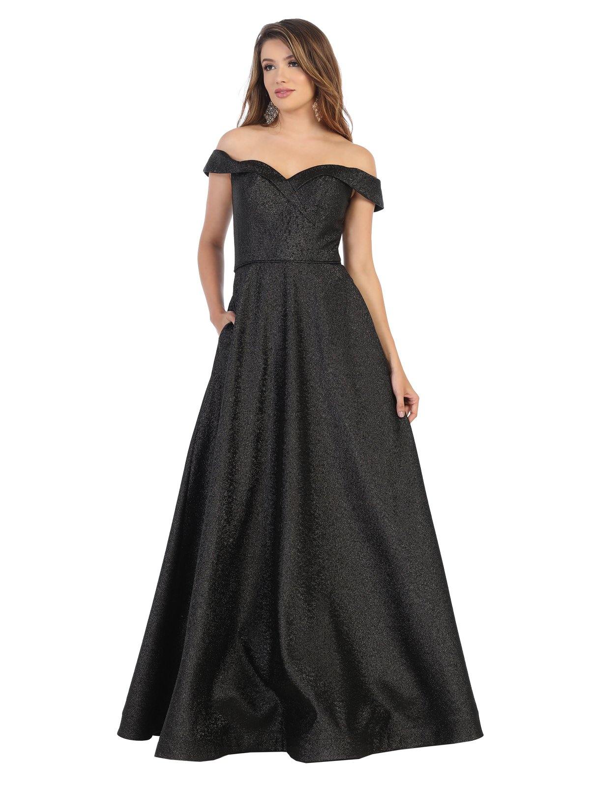 Prom Long Dress Formal Off Shoulder Ball Gown with Pockets - The Dress Outlet May Queen