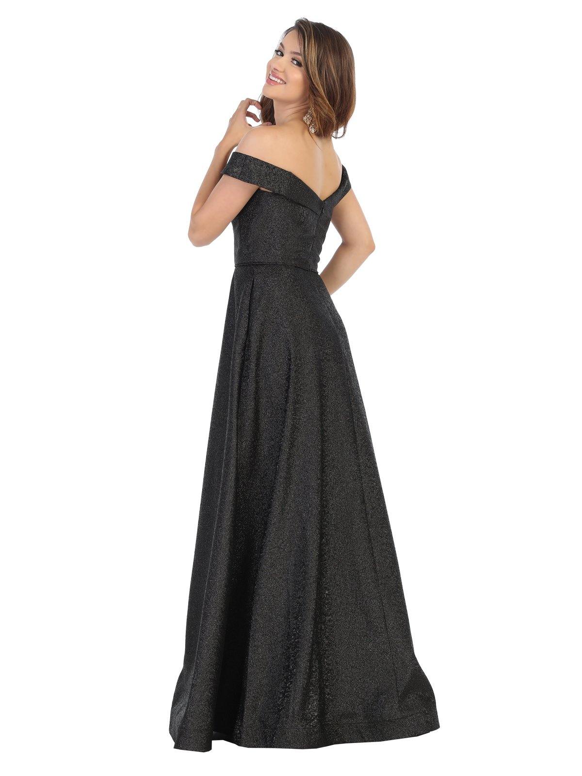 Prom Long Dress Formal Off Shoulder Ball Gown with Pockets - The Dress Outlet May Queen