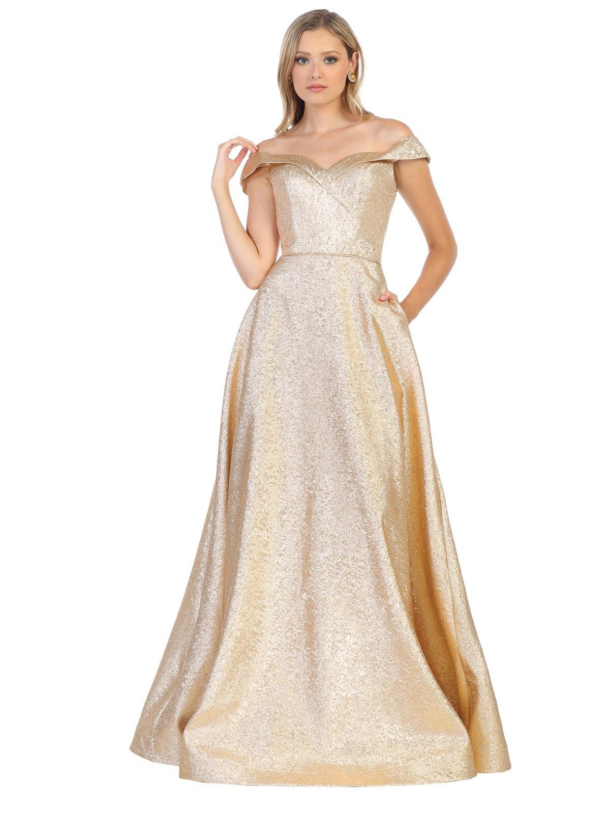 Prom Long Dress Formal Off Shoulder Ball Gown with Pockets - The Dress Outlet May Queen