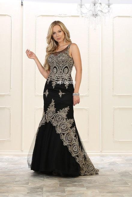 Prom Long Dress Formal Plus Size Evening Gown - The Dress Outlet May Queen