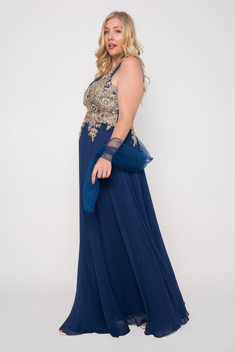 Prom Long Dress Formal Plus Size Evening Gown - The Dress Outlet May Queen