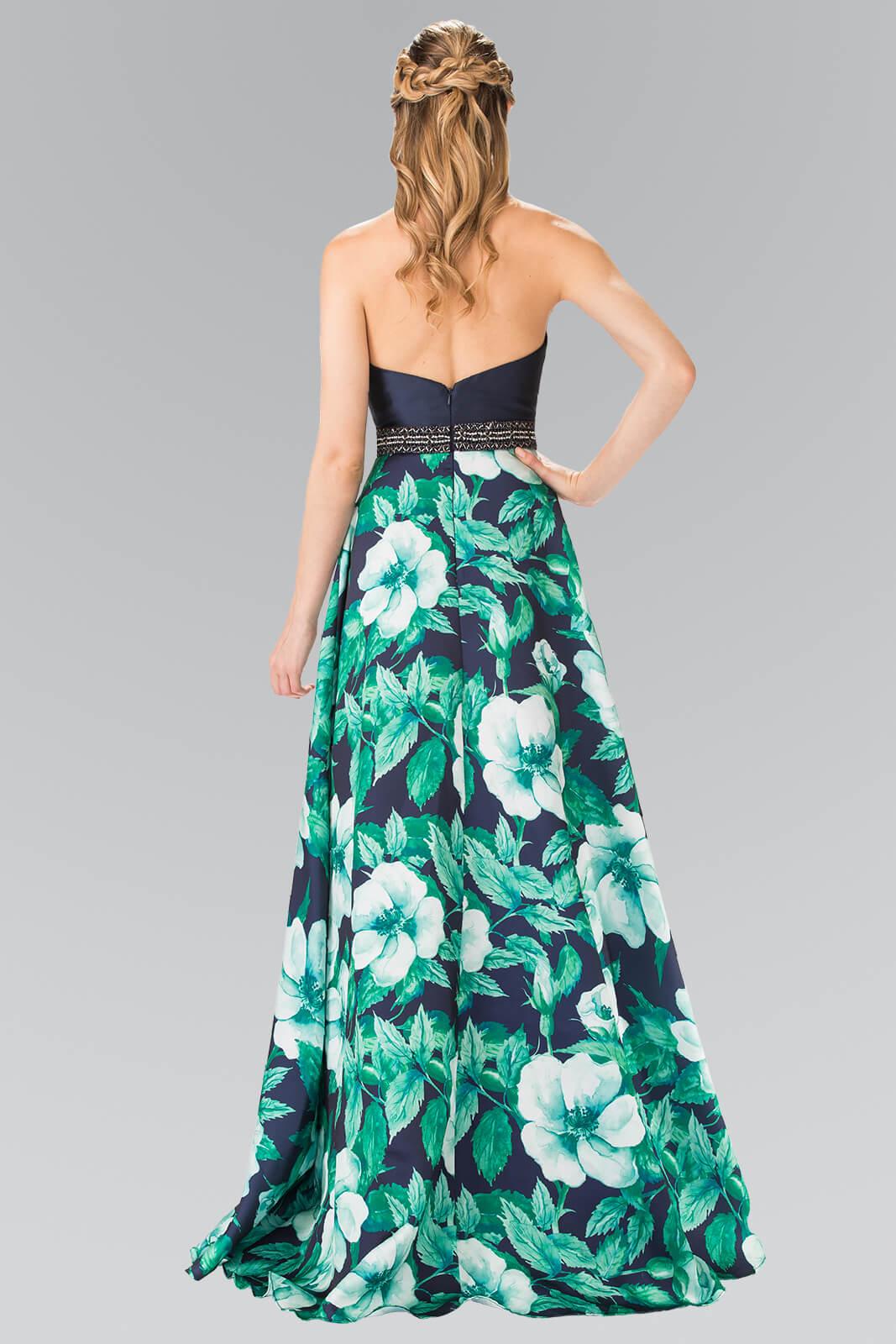 Prom Long Dress Halter Floral Formal Gown - The Dress Outlet Elizabeth K