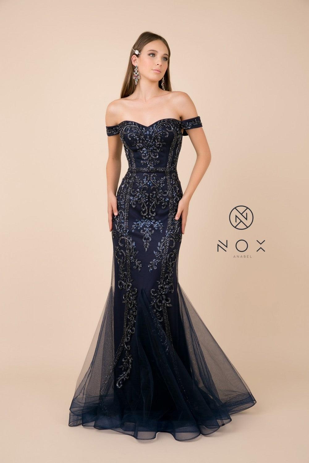 Prom Long Dress Off Shoulder Evening Gown - The Dress Outlet Nox Anabel