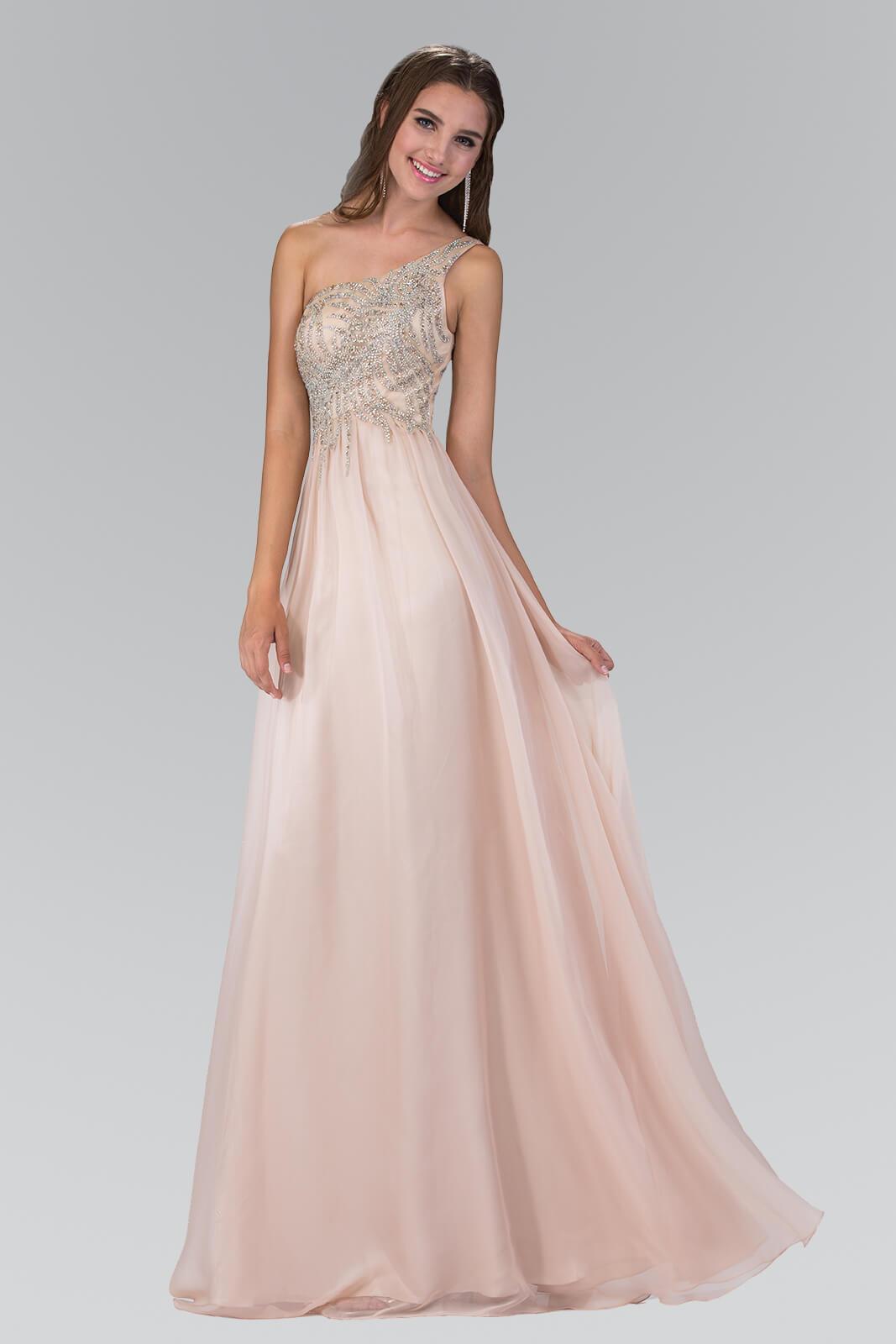 Prom Long Dress One Shoulder Chiffon Gown