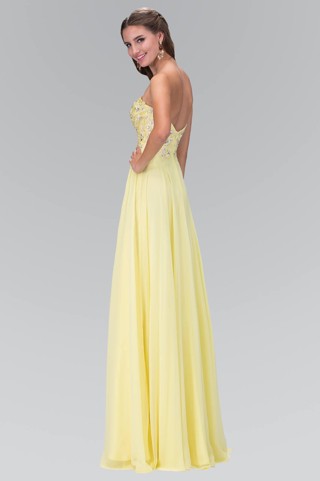 GLS Yellow Strapless Chiffon Prom Dress - Sweetheart Neckline - Formal Evening Gown - Size XS GLS Yellow Strapless Chiffon Prom Dress - Sweetheart Neckline - Formal Evening Gown - Size XS