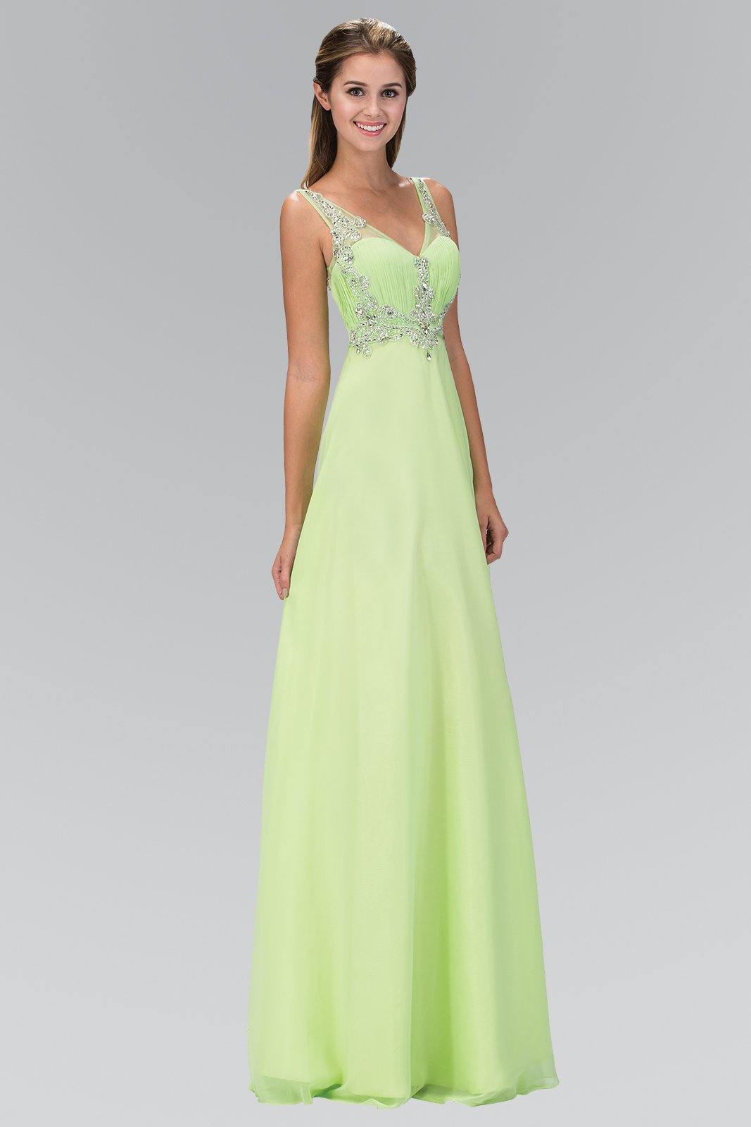 Prom Long Dress with Beaded Sheer Straps