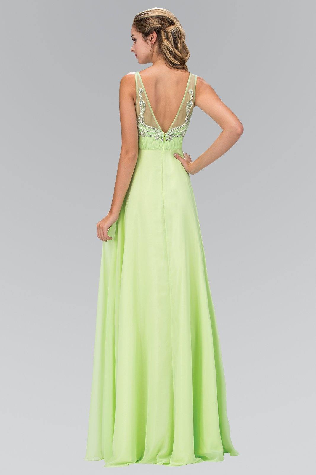 Prom Long Dress with Beaded Sheer Straps