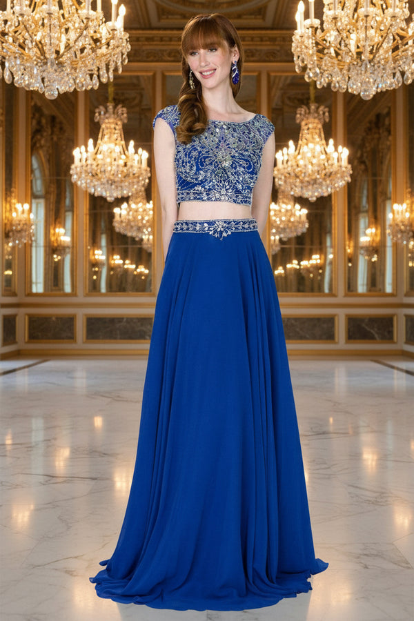 Prom Long Formal 2 Piece Chiffon Evening Gown