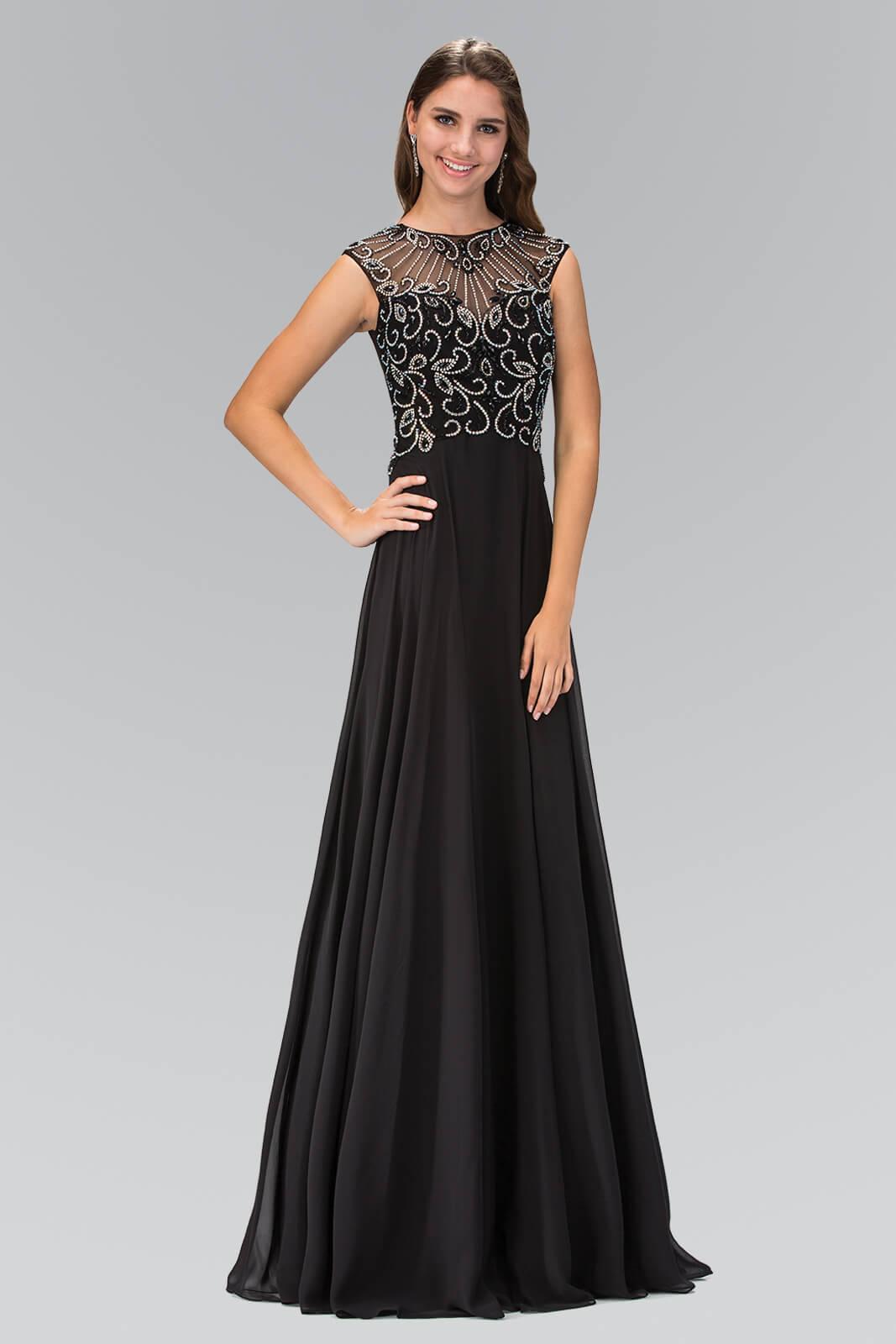 Prom Long Formal Beaded Bodice Evening Gown - The Dress Outlet Elizabeth K