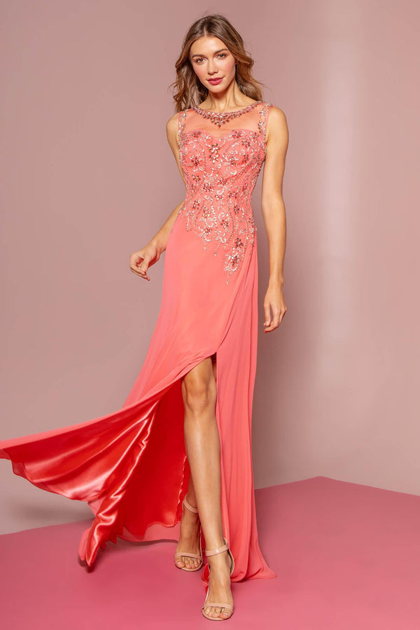 Prom Long Formal Beaded Chiffon Evening Dress