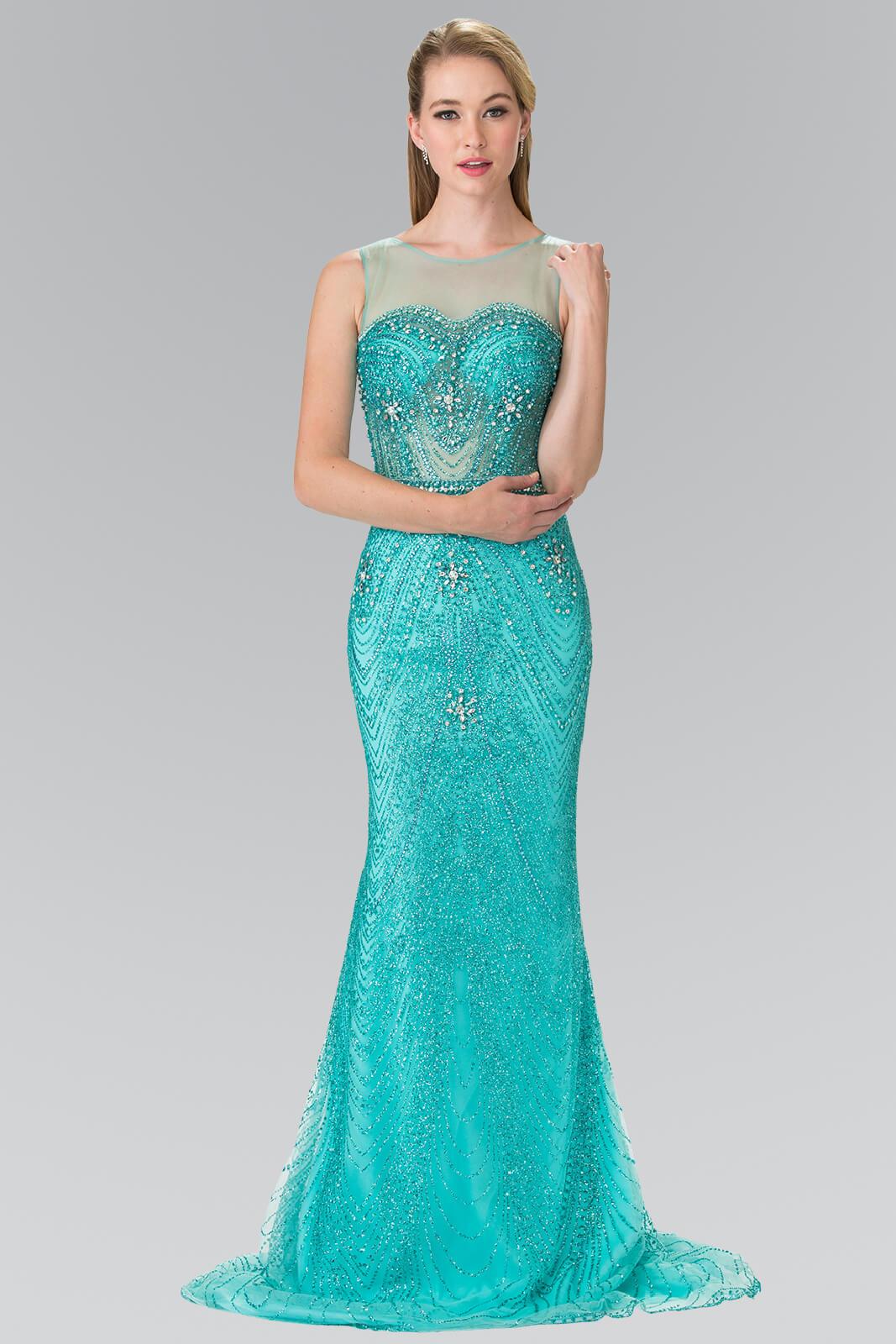 Prom Long Formal Beaded Sleeveless Evening Gown - The Dress Outlet Elizabeth K